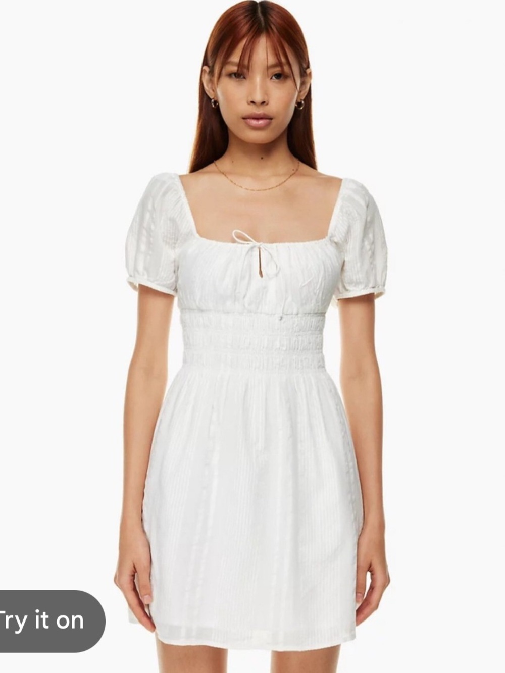Sunday Best Kay Cream Puff Sleeve Smocked Mini Dress Coquette XS